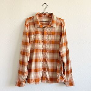 REI Orange Plaid Casual Button Down Shirt